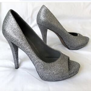 Vera Wang Shimmering Silver Heels